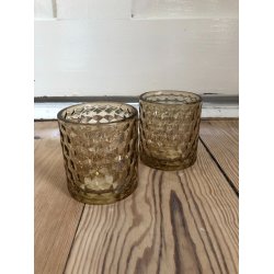 Fyrfadsstage i glas med mnster