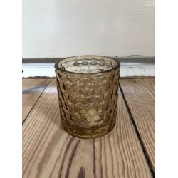 Fyrfadsstage i glas med mnster