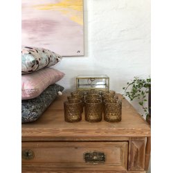 Fyrfadsstage i glas med mnster