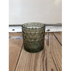 Fyrfadsstage i glas med mnster