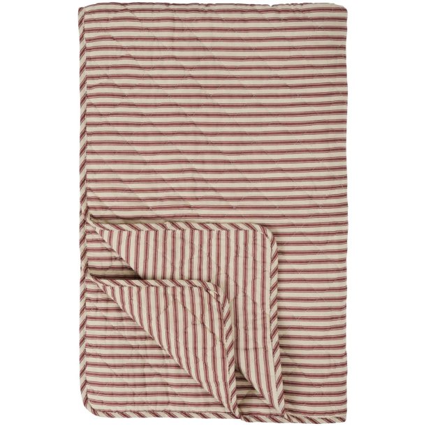 Quiltet vatt�ppe fra Ib Laursen � Sand m/dusty plum striber