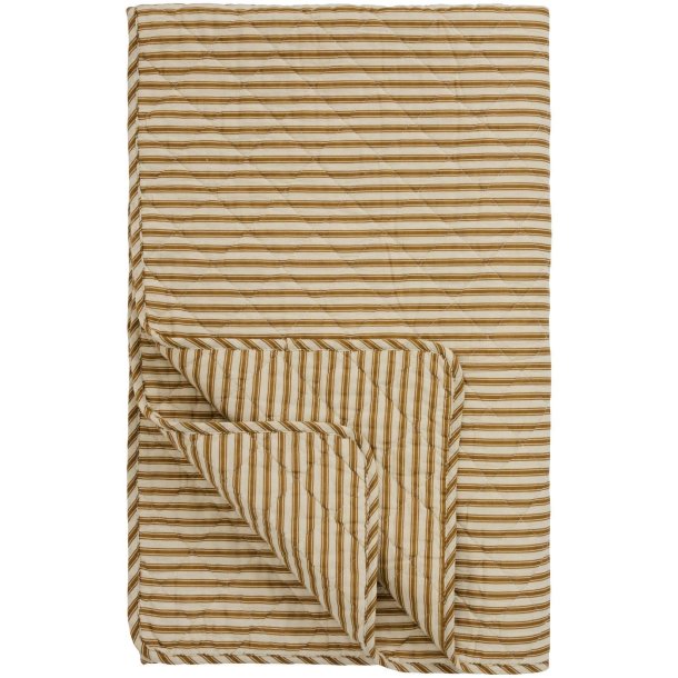 Quiltet vatt�ppe fra Ib Laursen � Sand m/ochre green striber