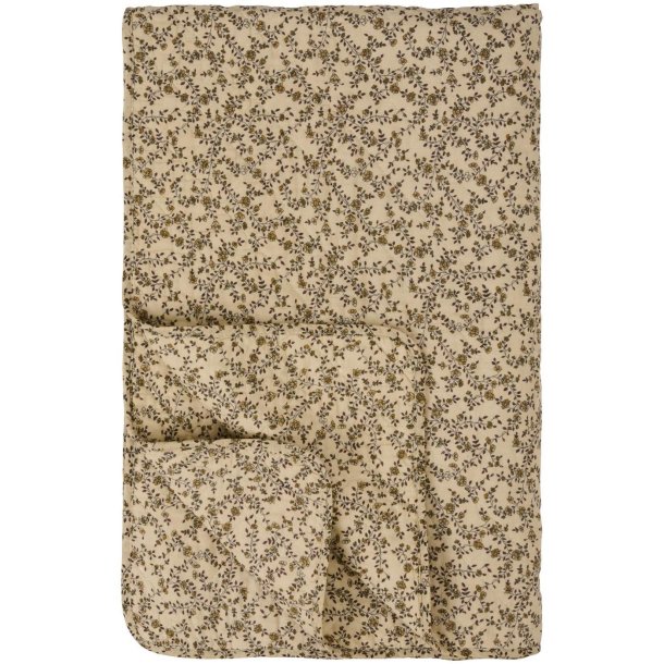 Quiltet vatt�ppe fra Ib Laursen � Cremefarvet m/brune blomsterranker