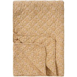 Quiltet vatt�ppe fra Ib Laursen � Beige m/gule, gr�nne og hindb�rfarvet blomster
