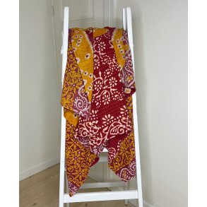 m�nstret sari plaid i r�d og gul