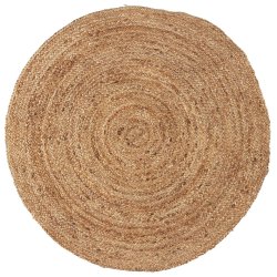 Rundt gulvt�ppe i naturfarvet jute � 90 cm