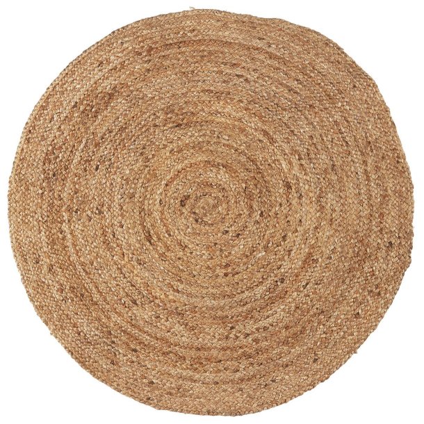 Rundt gulvt�ppe i naturfarvet jute � 90 cm