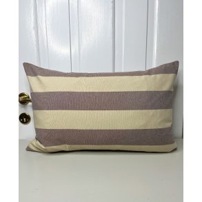 Pudebetrk i Sand- og Bordeauxstribet Vvet Stof  40x60 cm