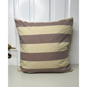 Pudebetrk i Sand- og Bordeauxstribet Vvet Stof  50x50 cm