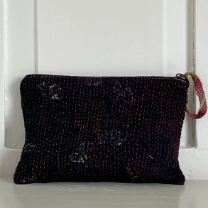 Hndlavet Kantha Pung i Vintage Bomuld