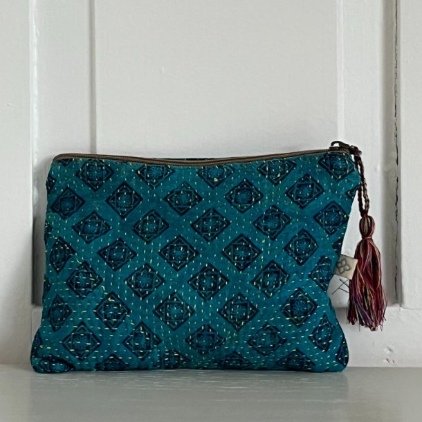 Hndlavet Kantha Pung i Vintage Bomuld