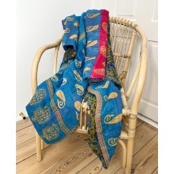 Hndquiltet Kantha Vattppe  Unikavare i Vintagebomuld