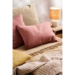 Quiltet vatt�ppe fra Ib Laursen � Sand m/dusty plum striber