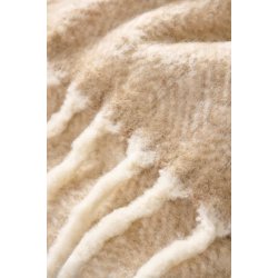 Plaid sandfarvet melange med offwhite frynser