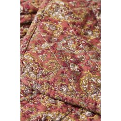 Quiltet vatt�ppe fra Ib Laursen � Rosa m/ gr�nt, m�rkrosa paisleym�nster