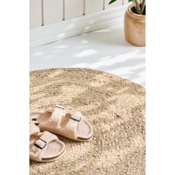 Rundt gulvt�ppe i naturfarvet jute � 90 cm