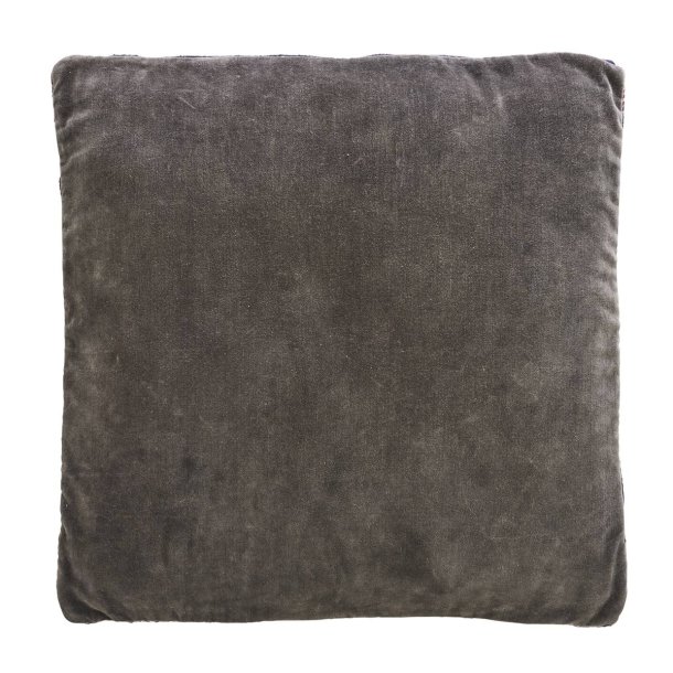 Bl�d siddepude i bomuld og velour med vendbart design i gr� og sort. Perfekt til stole, terrasse og hyggelig indretning.